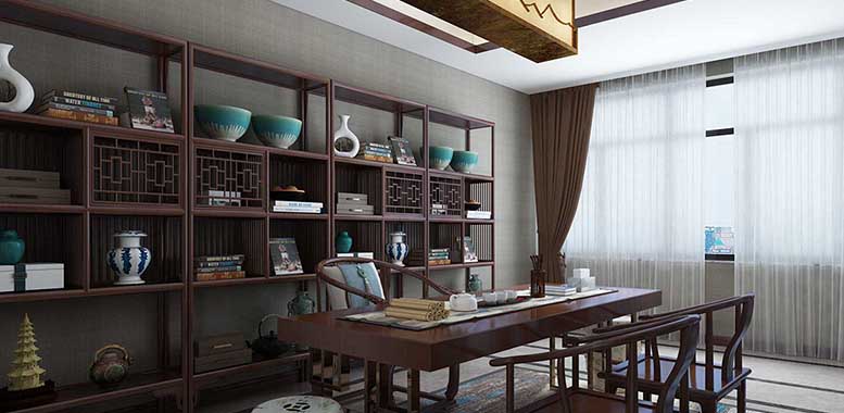 金邸装饰为你介绍杭州别墅装修之中式书房设计